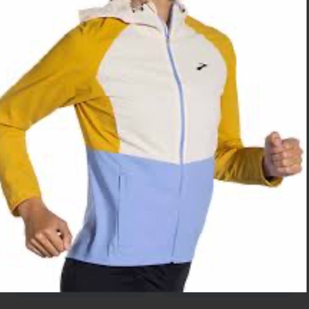 Brooks Canopy Jacket in Yellow, White, and Blue